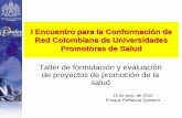 I Encuentro para la Conformación de Red Colombiana de ...proinapsa.uis.edu.co/redcups/Biblioteca/Evaluación/Taller-Diseno_y... · –Un proyecto es la unidad mínima de asignación