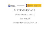 MATEMÁTICAS I - IES Arico · 1º BAC Modalidad de Ciencias (LOMCE) - Matemáticas I Identificación Tipo de programación didáctica: Programación didáctica para un estudio y un