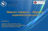 Relación Catastro – – Registro: Registro: experiencia … · Expositora: Angélica María Portillo Flores. Gerente de Catastro de la SUNARP Secretaria Técnica del SNCP Relación