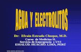 Dr: Efrain Estrada Choque, M.D. - reeme.arizona.edu y Electrolitos... · – Mantener adecuada distribución del agua en los compartimientos corporales ... • MONITOREO EN UCI. ...