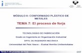 TEMA 7: El proceso de forja - Hasiera - UPV/EHUehu.eus/manufacturing/docencia/999_ca.pdf · Forja de una biela en 5 etapas, y utillajes mecanizados para cada etapa Tema 7: El proceso