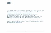 TÍTULO: Máster Universitario de Formación Profesional …tcc.unex.es/documentos/PlanEstudios-MasterSecundaria.pdf · establecimiento de títulos de máster en sus Lineas generales