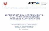 EXPERIENCIA DEL MANTENIMIENTO VIAL … Valdivia.pdf · con equidad de género. Específicos: i) Viales, ii) Institucionales (descentralización), iii) Financieros, y iv) Socio económicos