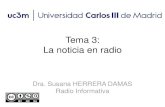 La noticia radiofónica - — OCWocw.uc3m.es/periodismo/radio-informativa/OCW2017-Tema-3.pdf · La noticia radiofónica Sumario: 1) ¿Qué es la noticia radiofónica? 2) ¿Cuáles