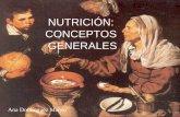 GENERALES CONCEPTOS NUTRICIÓN · ALIMENTACIÓN: Acto voluntario y ... y deben ser incluidos en la dieta en las cantidades adecuadas .Su ausencia origina estados deficitarios específicos.