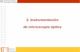 2. Instrumentación de microscopía óptica · Descripción del microscopio óptico Longitud de tubo: Óptica corregida a infinito (ICS) La distancia imagen se sitúa en el infinito,