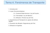 Tema 4. Fenómenos de Transporte - uv.es · Leyes Fenomenológicas 2.1. Conductividad térmica. Ley de Fourier. 2.2. Viscosidad. Ley de Newton. 2.3. Difusión. Primera ley de Fick.