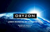 EXONERACIÓN DE RESPONSABILIDAD - oryzon.com JORNADA BOLSA... · Esta comunicación contiene información y afirmaciones o declaraciones con proyecciones de futuro sobre Oryzon Genomics,