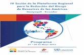 IV Sesión de la Plataforma Regional para la Reducción … · de Acción de Hyogo –MAH 2005 -2015, el documento de referencia global más importante para ... alcanzados en las