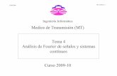 Medios de Transmisión (MT) Tema 4 Análisis de Fourier de ...quegrande.org/apuntes/EI/3/MT/teoria/09-10/tema_4.pdf · 28/09/2009 MT_TEMA4_1 Tema 4 Análisis de Fourier de señales
