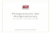 Programas de Asignaturas - Universidad de La Rioja · Departamento de Ciencias Humanas Programas Asignaturas 2007/08 1 INDICE Maestro en Educación Infantil 1061003 Sociología de