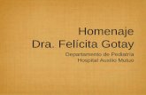 Homenaje Dra. Felícita Gotay · 2004 Despedida de Pediatría Escuela Medicina Presidenta Instituto Educación Médica Contínua Colegio de Médicos 2008-2010 2009 Colegio Médico