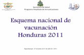 Esquema nacional de vacunación Honduras 2011 · Esquema Nacional de Vacunación de 0 – 11 años, Honduras 2011 Tipo de vacuna Edad RN 2 meses 4 meses 6 meses 12 meses 18 ... 2012-2013