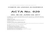 ACTA No. 020 - unilibre.edu.co · lectura y aprobación del ... el parcial era oral y entrÉ en ... y oportunidades sin ninguna discriminaciÓn por razones de sexo, raza, origen ...