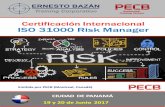 Certificación Internacional ISO 31000 Risk Managerernestobazan.com/content/20170214081114-1.pdf · Manager ISO 31000 Certificado en función de su nivel de experiencia. Las certificaciones