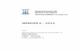 MEMORIA - 2014 - Inicio | Departamento de Quimica …quimicaanalitica.unizar.es/.../Documentos/memoria2014.pdf · 2015-11-10 · PRIMER - SEGUNDO CICLO Y GRADO 2.1.1. LICENCIATURA