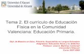 Tema 2. El currículo de Educación Física en la Comunidad ... 2. El... · Tema 2. El currículo de Educación Física en la Comunidad Valenciana: Educación Primaria. Dipl. de Maestro