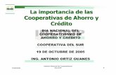 La importancia de las Cooperativas de Ahorro y Crédito · Instituto Nacional de Cooperativismo 13/06/2006 INCOOP 1 La importancia de las Cooperativas de Ahorro y Crédito DIA NACIONAL
