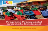 Programa Presupuestal Articulado Nutricional · Programa, este balance recoge también apreciaciones sobre el conjunto de esta ... y calidad de CRED Aﬁliación a JUNTOS, SIS, Alfabetización