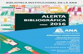 Biblioteca ANA junio · MANUAL DE DERECHO AMBIENTAL MEMORIA INSTITUCIONAL 2014 PLAN ESTRATÉGICO INSTITUCIONAL 2016-2018 Autor: Carlos Andaluz Westreicher Año: 2016 Contenido: Nociones