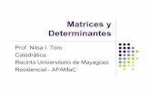 Matrices y Determinantes · 2016-02-21 · Determinante de una matriz Tiene un solo elemento. Si A A ó det .( ) 11x A a A a= =[ ], entonces . Determinante de una matriz El determinante