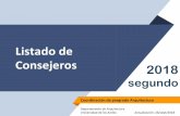 Listado de Consejeros 2018 · Listado de Consejeros Coordinación de pregrado Arquitectura Departamento de Arquitectura Universidad de los Andes Actualización: 26/sept/2018