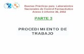 PROCEDIMIENTO DE TRABAJO - new.paho.orgnew.paho.org/.../2008/7_Modulo_PROCEDIMIENTOS_de_TRABAJO.pdf · PARTE 3. Buenas Prácticas para Laboratorios Nacionales de Control Farmacéutico