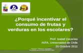 ¿Porqué incentivar el consumo de frutas y verduras en los ... · Consumo de alimentos en niños chilenos de NSE medio bajo y bajo, según sexo (en gramos/promedio/día ± DS) Grupos