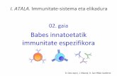 I. ATALA. Immunitate-sistema eta elikadura - ocw.ehu.eus · somatikoa(TCR, BCR). Dibertsitatealtua. EZ da klonala Zelulamota desberdinetan hainbaterrezeptoreberdin Errezeptoreen banaketa