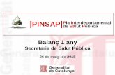 PINSAP de Salut Pública - aificc.cat · Objectius generals / 2 Eixos del PINSAP i 2 tipus d’actuacions Eix 1: Incrementar els anys en bona salut de la població de Catalunya. (Promoure