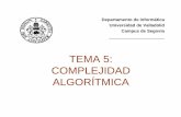 TEMA 5: COMPLEJIDAD ALGORÍTMICA - infor.uva.esjvalvarez/docencia/tema5.pdf · DEFINICIÓN DE ALGORITMO • Un algoritmo implica la descripción precisa de los pasos a seguir para