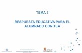 TEMA 3 RESPUESTA EDUCATIVA PARA EL ALUMNADO CON TEA · • Estructurar el ambiente y las actividades de modo que sean comprensibles al sujeto - Estructura física - Organizar y comunicar