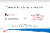 Tema 4: Procés de producció - RUA: Principal · xNivell de punt de comanda: existències superiors a l’estoc mínim, però s’ha de tenir en compte el període de reposició