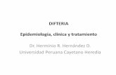 DIFTERIA Epidemiología, clínica y tratamiento · DIFTERIA Definición Es una enfermedad infecciosa y transmisible, producida por Corynebacterium diphteriae, caracterizada por inflamación