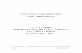 PROGRAMACIÓN DIDÁCTICA Latín II (Bachillerato)ieslaserna.com/2019-20/pdf/programaciones/2bac/latin.pdf · Tipos de oraciones y construcciones sintácticas. Construcciones de gerundio,