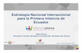 Estrategia Nacional Intersectorial para la Primera …...V • Por primera vez en el Ecuador el desarrollo de la Primera Infancia es prioridad del Gobierno. • Se ejecuta la Estrategia