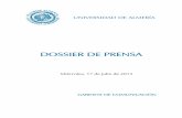 01 PORTADA DOSSIER DE PRENSA - UAL · carrera con la nota de corte más alta de las titulaciones ofertadas en la Universidad de Almería (UAL), con un 10,861, mientras que el año