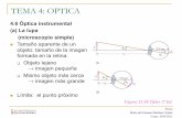 TEMA 4: OPTICA - UNAM · 4.6 Óptica instrumental (a) La lupa (microscopio simple) Tamaño aparente de un objeto: tamaño de la imagen formada en la retina. Objeto lejano → imagen