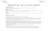 FESTIVAL DE LA PALABRA - Municipalidad de Córdoba · FESTIVAL DE LA PALABRA Lunes 18 Hasta el 26 de abril ... explorando los límites de la arquitectura monacal, irrumpiendo en la
