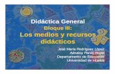 Bloque III: Los medios y recursos didácticosbiblioteca.iplacex.cl/RCA/Los medios y recursos didácticos.pdfEl conceppyto y uso de los recursos didácticos han evolucionado a lo largo