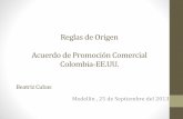 Reglas de Origen Acuerdo de Promoción Comercial Colombia … · 2014-03-26 · •Animales nacidos y criados en Colombia o EE.UU. •Productos obtenidos de animales vivos en Colombia