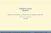 Álgebra Lineal Ma1010 - Teccb.mty.itesm.mx/ma1010/materiales/ma1010-09a.pdf · Algoritmo de Inversion´ Ejemplo 2 Comentario Propiedades Ecuaciones Matriciales Ejemplo 4 Ejemplo
