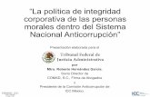 “La política de integridad corporativa de las personas ... · morales dentro del Sistema Nacional Anticorrupción” Presentación elaborada para el por Mtro. Roberto Hernández