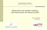 Barómetro de opinión pública del Parlamento de Navarra 2018 · 12,8% 5,5% 0,2% Mejor Igual Peor No sabe No contesta 2018 ECONOMÍA PERSONAL-PROSPECTIVA 2019 2018 ECONOMÍA NAVARRA-PROSPECTIVA
