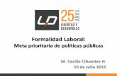 Formalidad Laboral: Meta prioritaria de políticas públicas · Formalidad laboral en Chile 30 35 40 45 50 55 60 65 Tasa de cotizantes/ocupados (%) Fuente: Superintendencia de Pensiones,