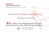 Universidad Católica de Ávila - Guía Docente · 2019-10-29 · Guía docente de Análisis Matemático . 4 . 4 . 2.1. COMPETENCIAS BÁSICAS Y GENERALES . CB1. Que los estudiantes