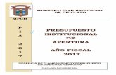 Municipalidad Provincial de Chiclayo - …...MUNICIPALIDAD PROVINCIAL DE CHICLAYO EXPOSICION DE MOTIVOS – PIA 2017 CONTENIDO INTRODUCCIÓN€ 1 RESUMEN 2 I. ASPECTOS GENERALES 13