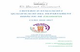CRITERIS D'AVALUACIÓ I QUALIFICACIÓ DEL DEPARTAMENT ... · informatiu dels aspectes més significatius de la metodologia, avaluació i qualificació- Igualment el Departament Didàctic