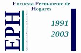 H EPH Aglomerados de la Provincia de Buenos Aires 2003 1991 · submuestra independiente de tamaño igual a una cuarta parte de la muestra total. Se utiliza un esquema de rotación