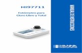 Fotómetro para Cloro Libre y Total · El medidor HI97711 permite determinar el cloro libre y total (Cl2) en muestras de agua desde 0.00 a 5.00 mg/L (ppm) Adaptación del método